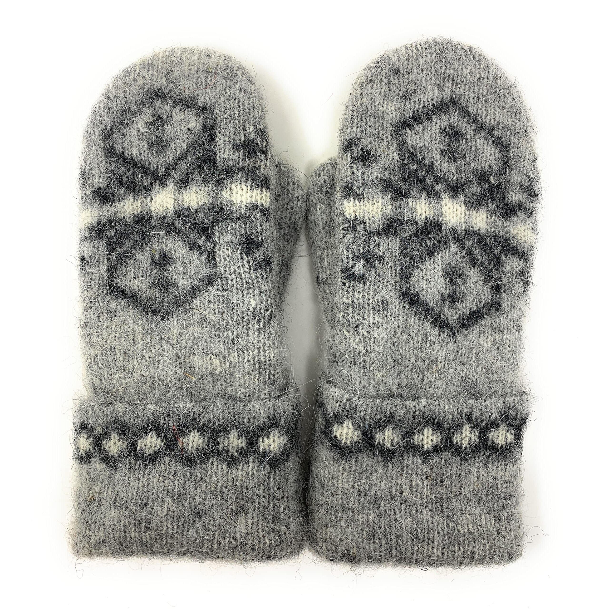 4113 Warm Women Knit Mittens 100% Icelandic Wool Fleece Lined By Freyja Canada